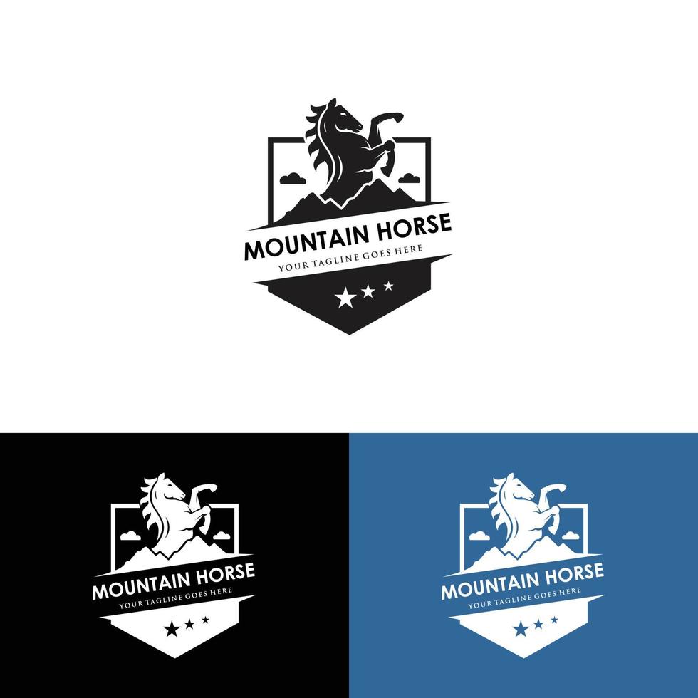 inspiración de la plantilla de diseño del logotipo de la montaña del caballo, ilustración vectorial. vector