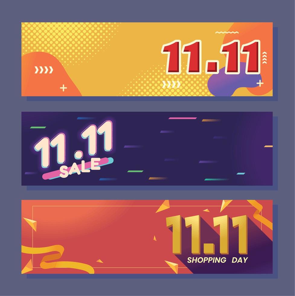 11 11 shopping day banners vector