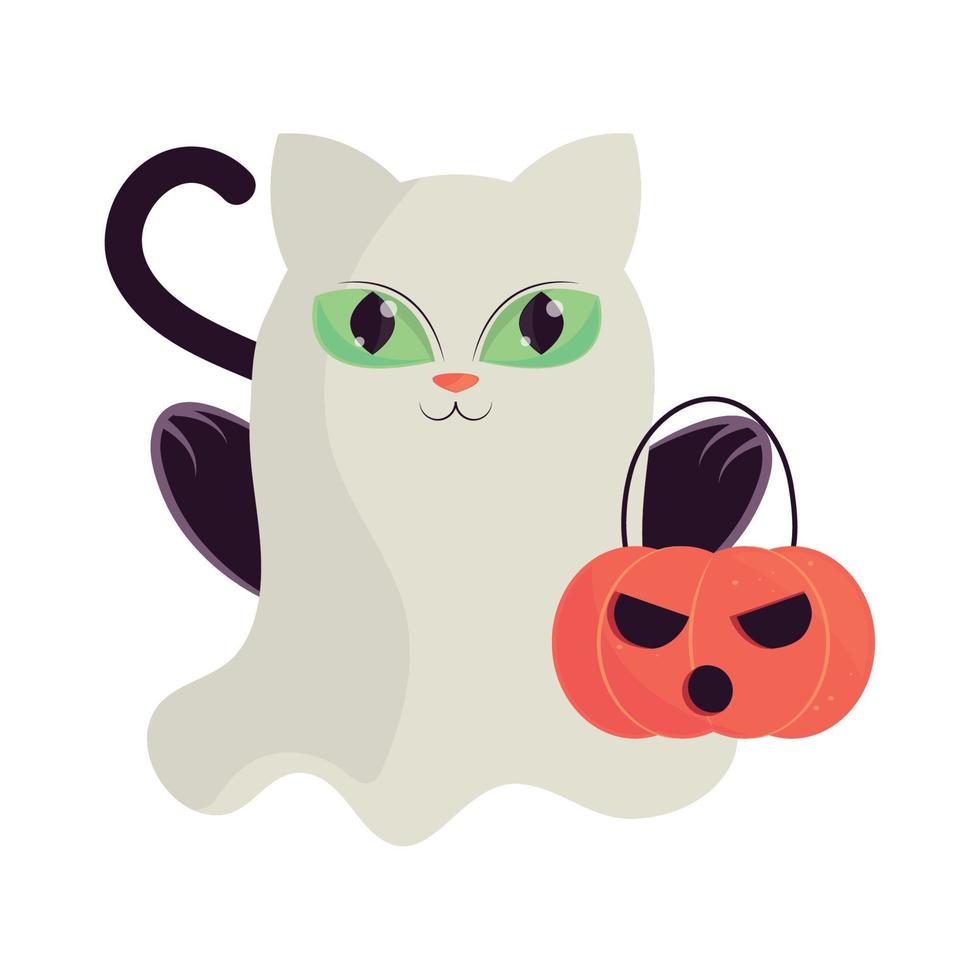 halloween cat with costume vector
