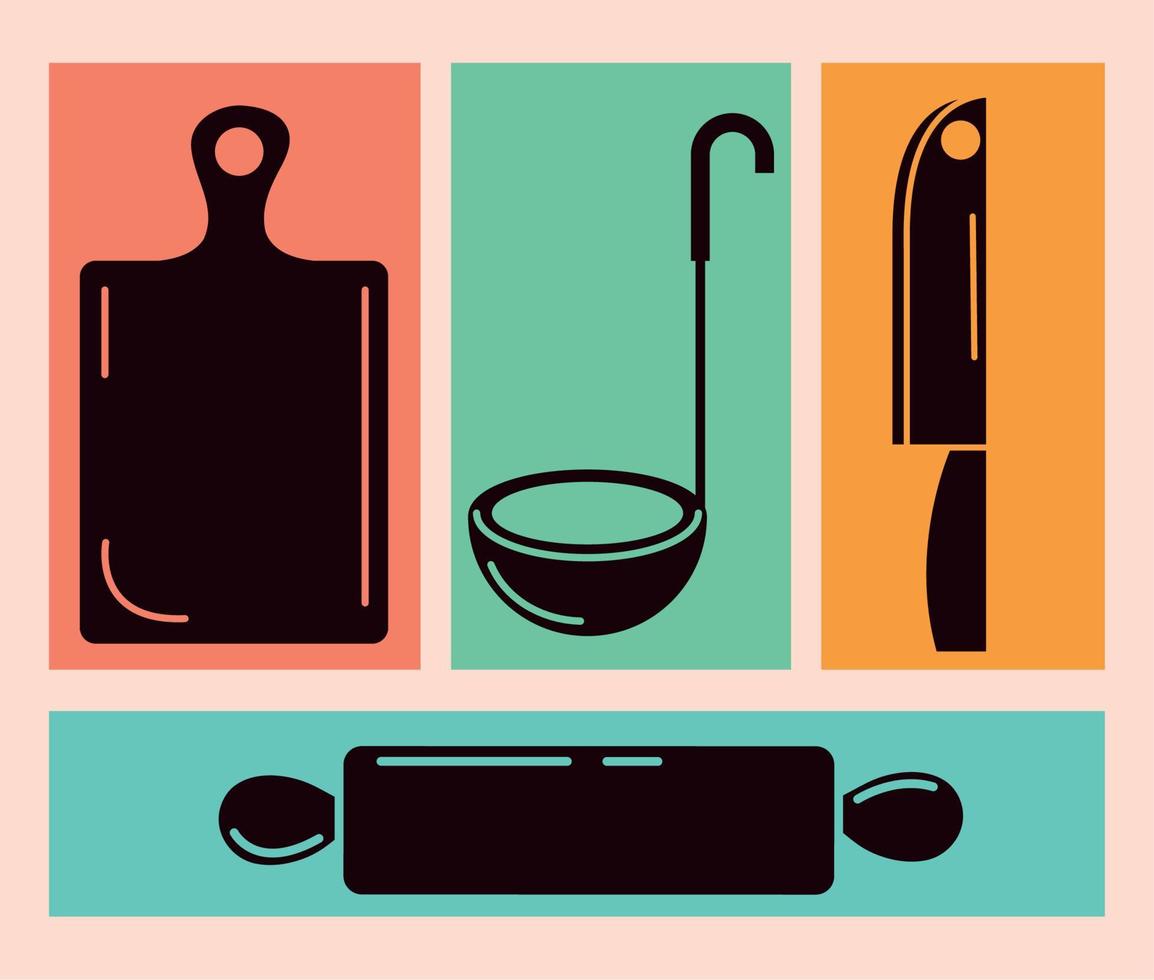 conjunto de iconos, cocina vector