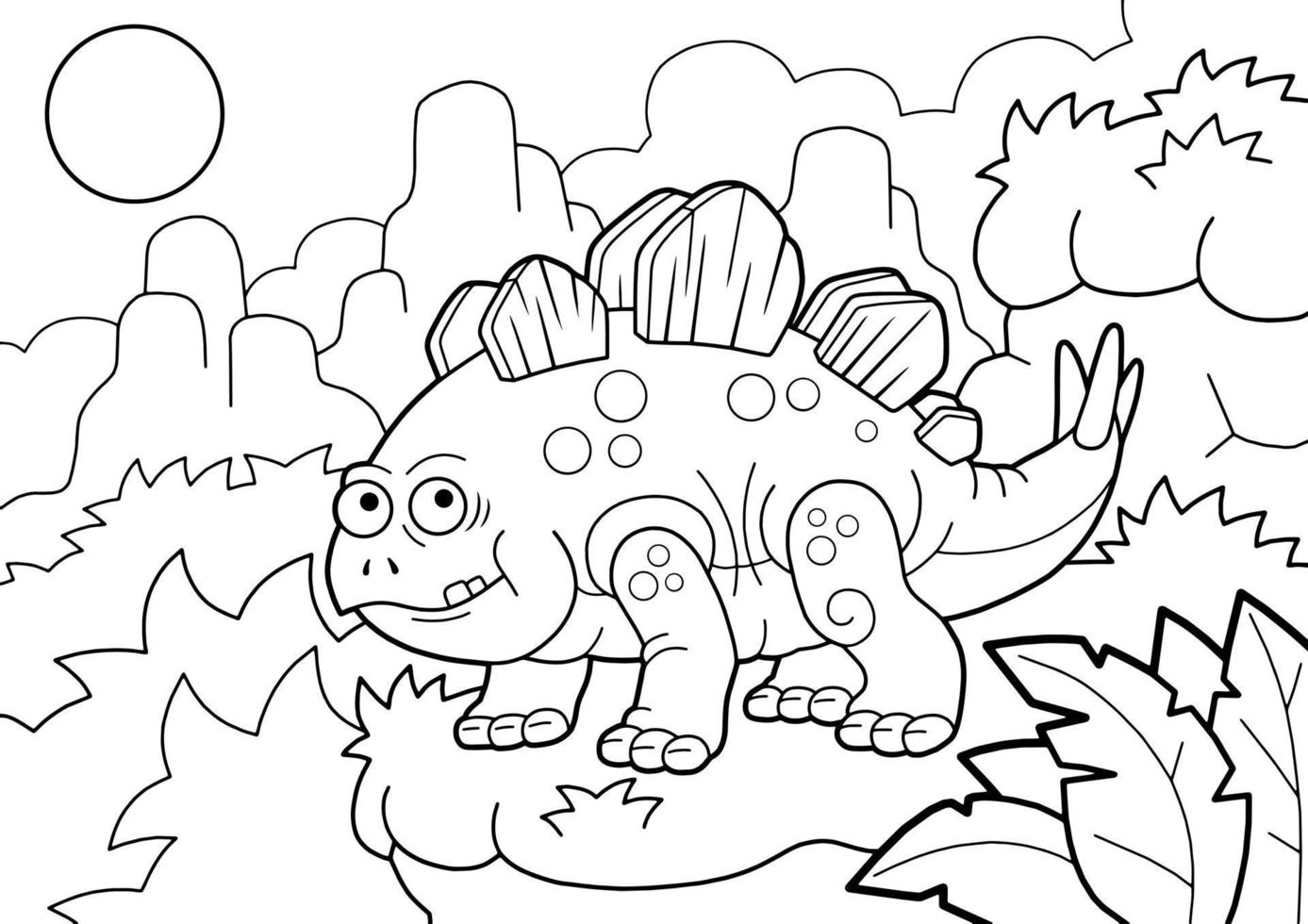 coloring book dinosaur stegosaurus vector