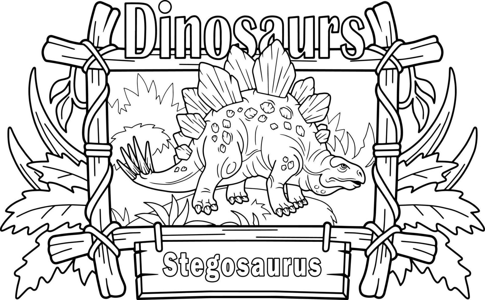 coloring book dinosaur stegosaurus vector