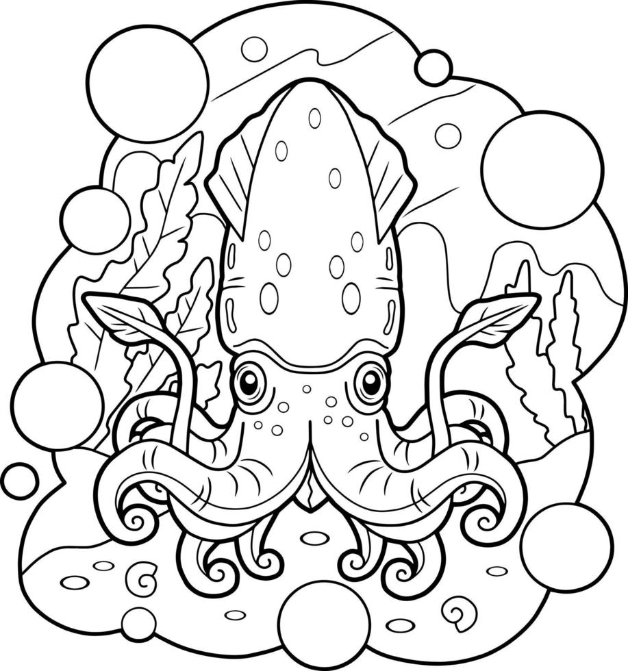 cute cartoon squid vector
