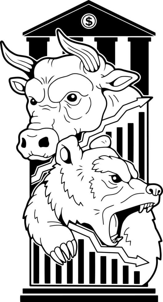 stock bull and bear vector