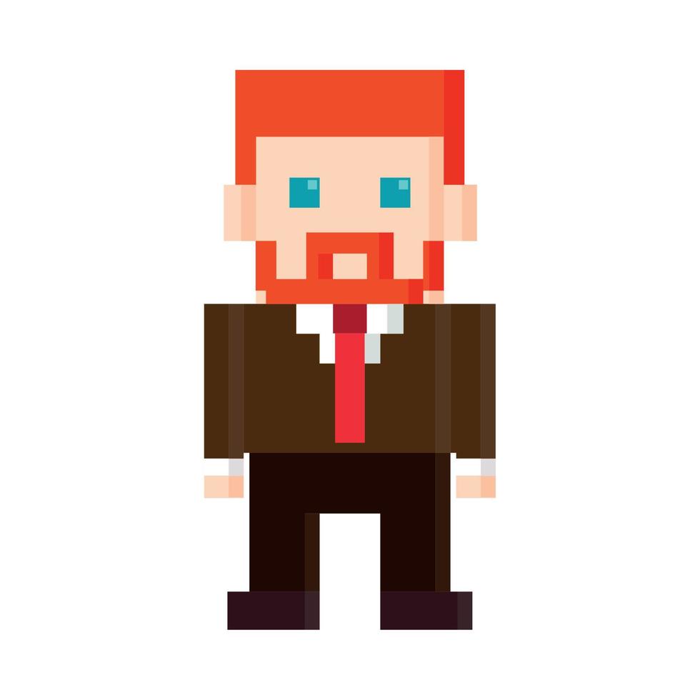 businessman avatar pixel 8 bit vector