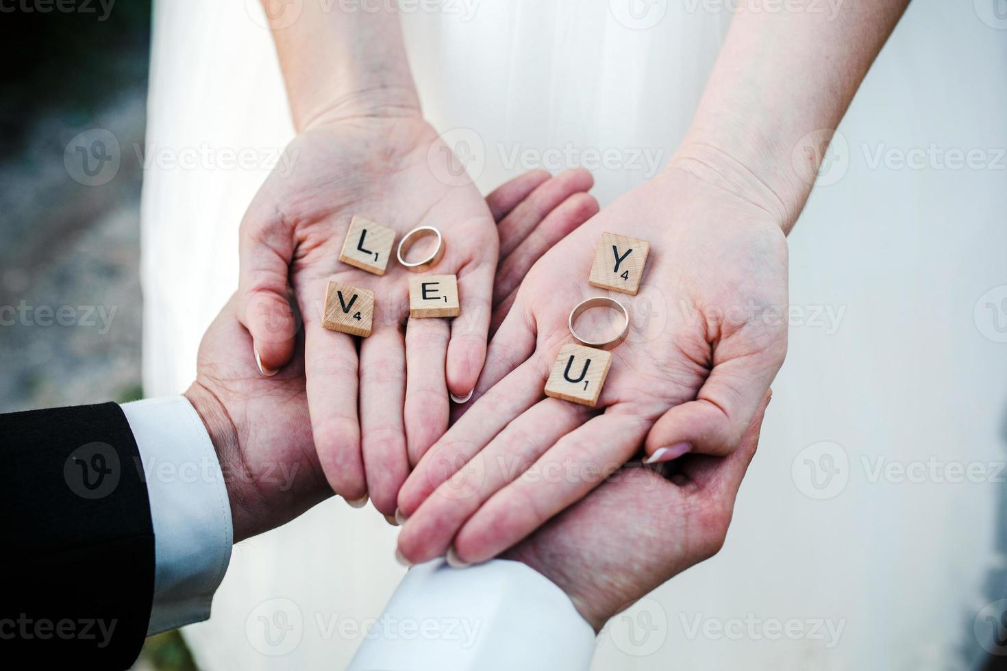 Cute message Love you in hands . photo
