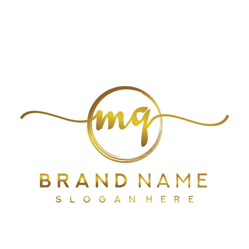 Initial MQ handwriting logo with circle hand drawn template vector