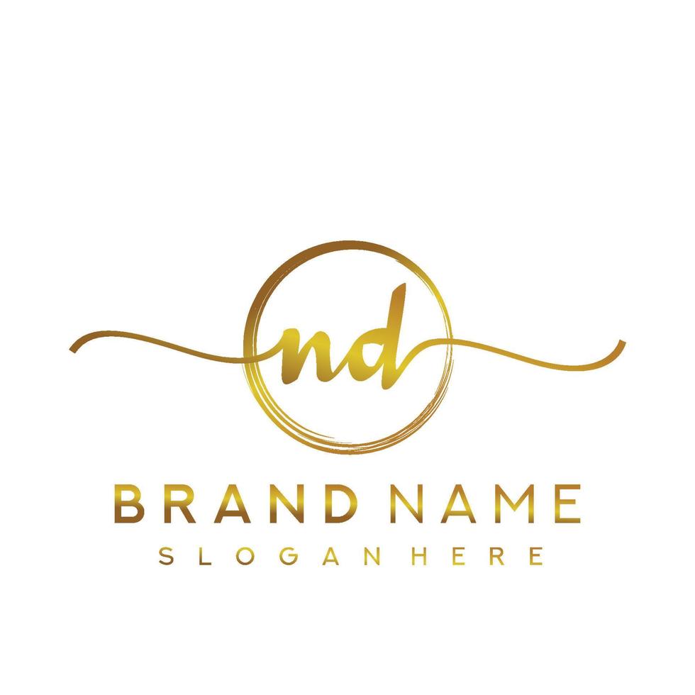 Initial ND handwriting logo with circle hand drawn template vector