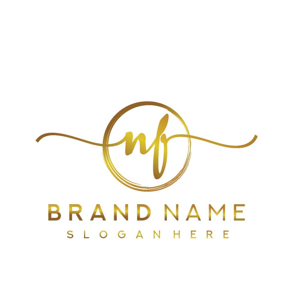 Initial NF handwriting logo with circle hand drawn template vector