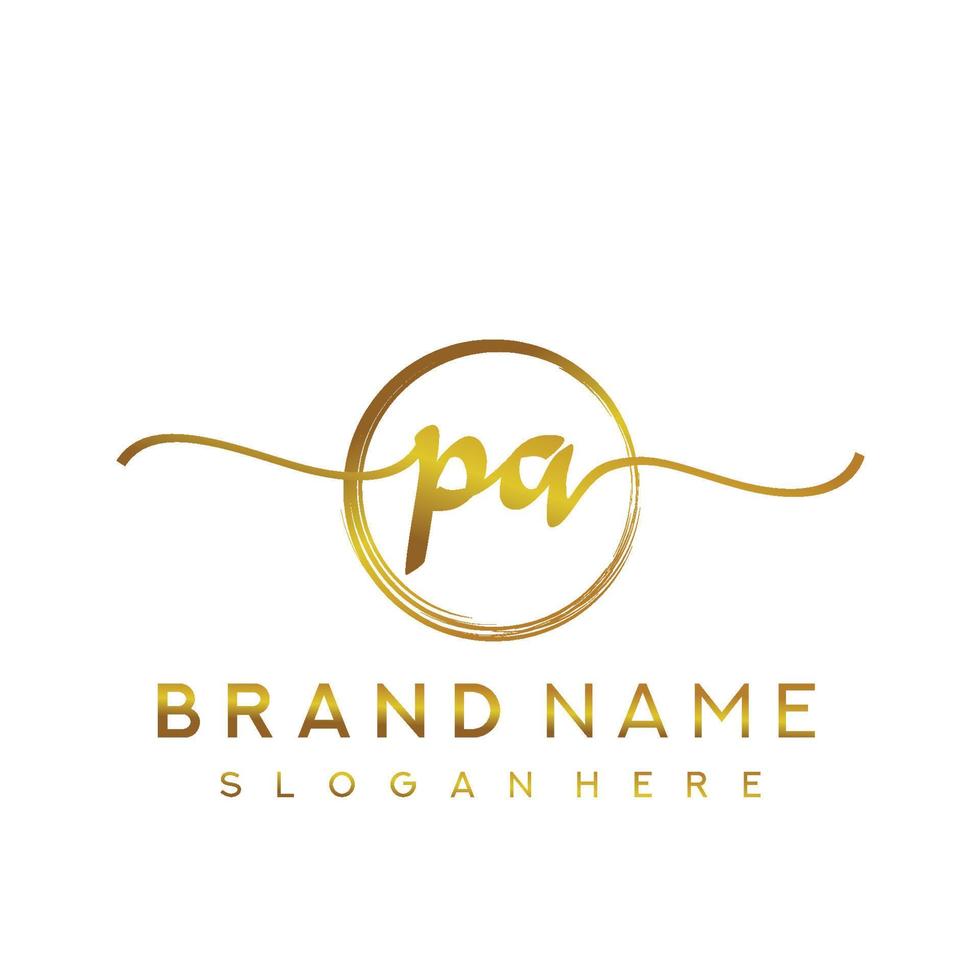 Initial PA handwriting logo with circle hand drawn template vector