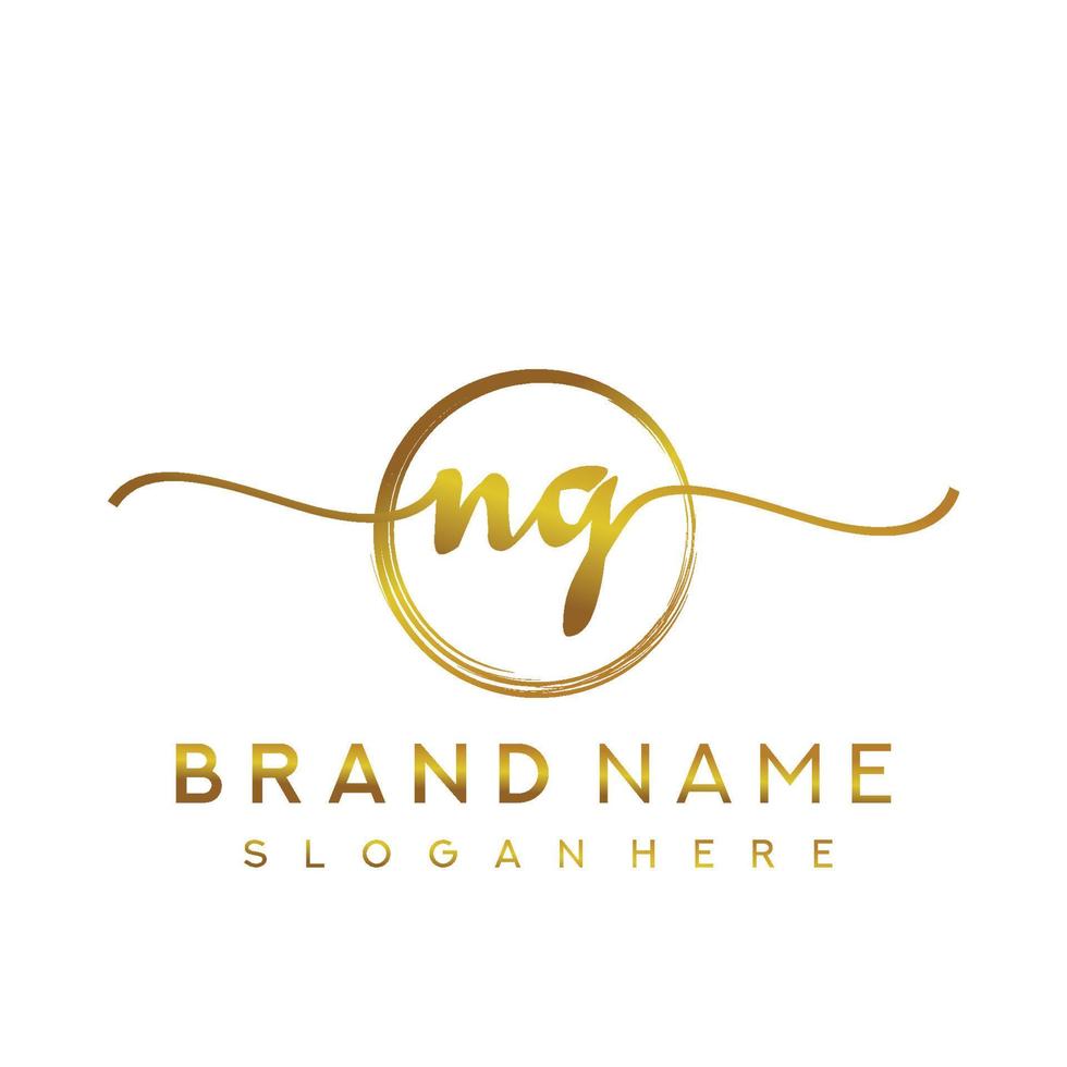 Initial NG  handwriting logo with circle hand drawn template vector