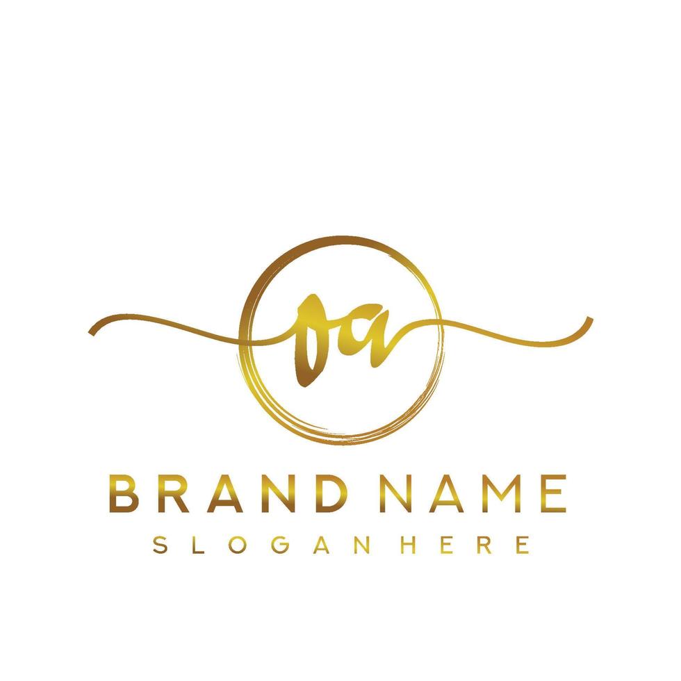 Initial OA handwriting logo with circle hand drawn template vector