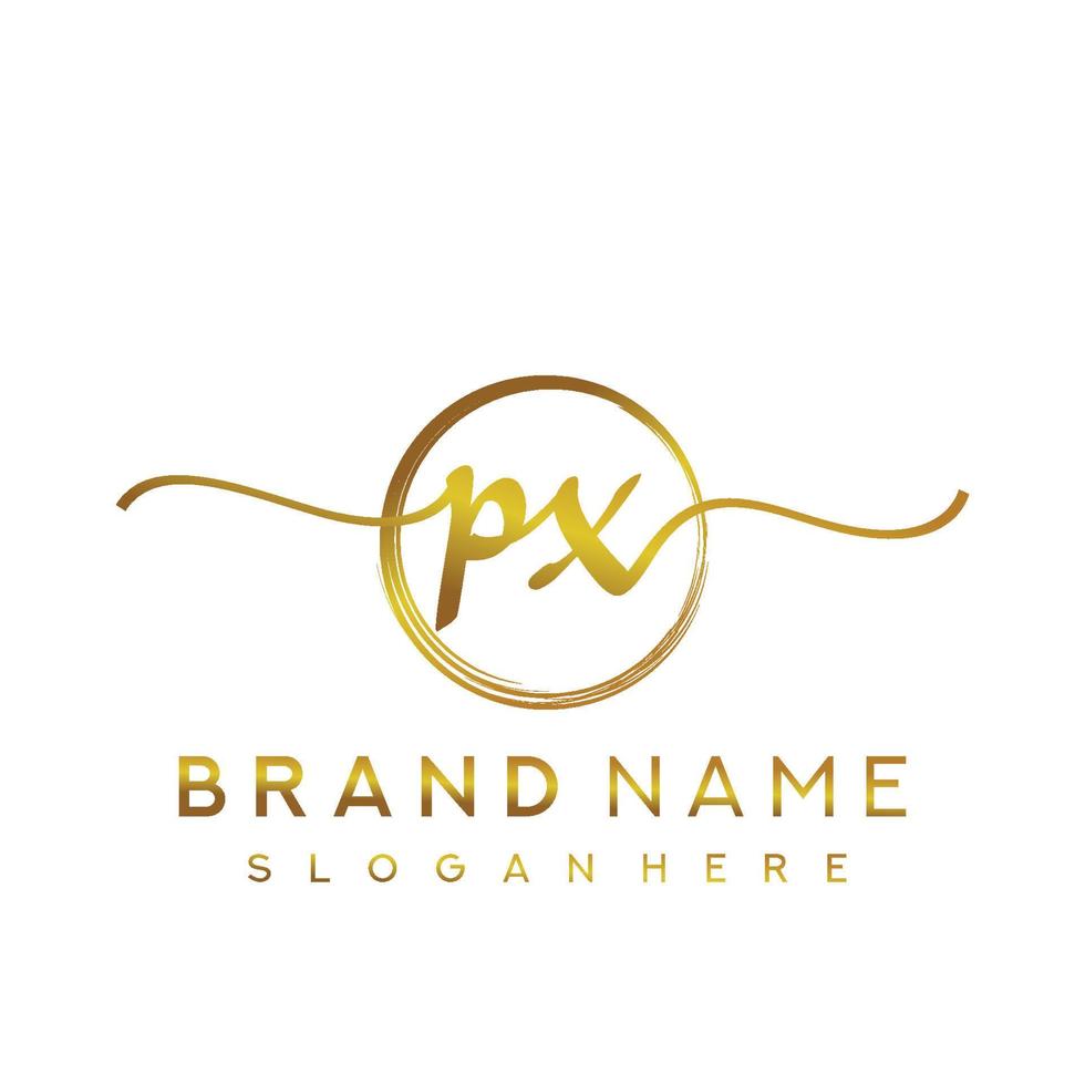 Initial PX handwriting logo with circle hand drawn template vector