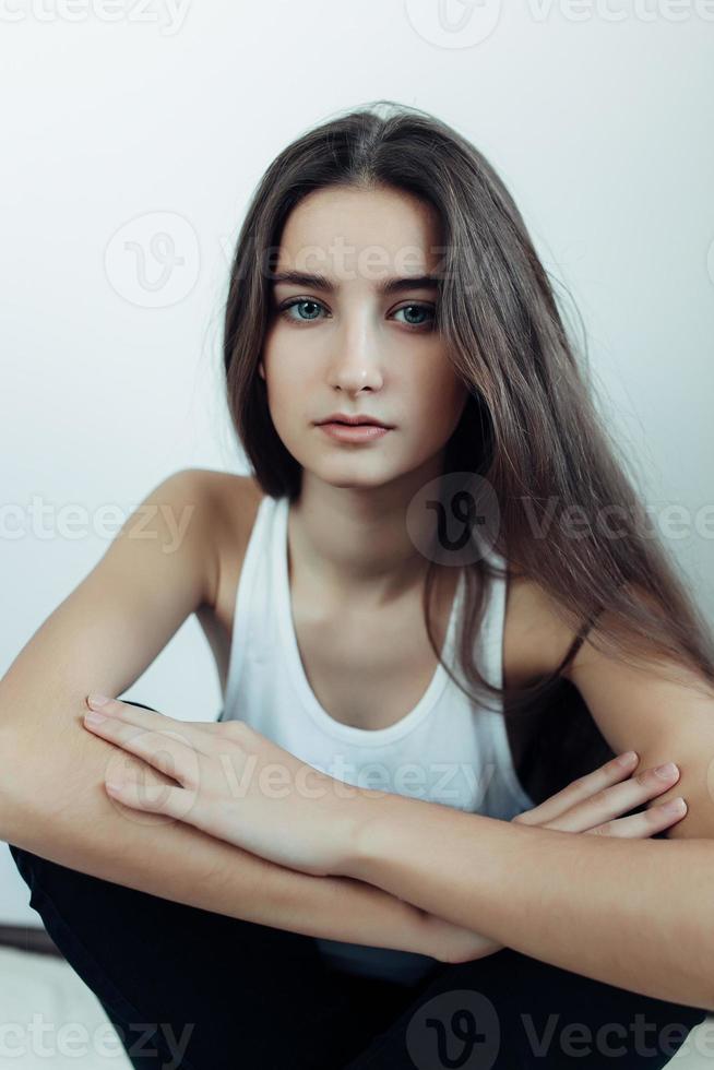 Young beautiful woman modeling photo