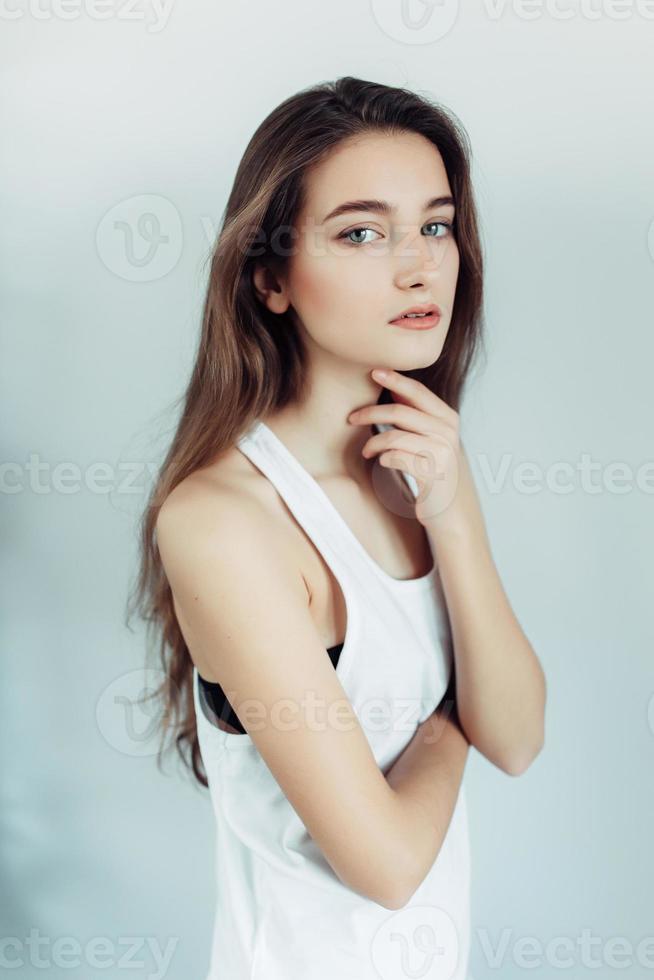 Young beautiful woman modeling photo