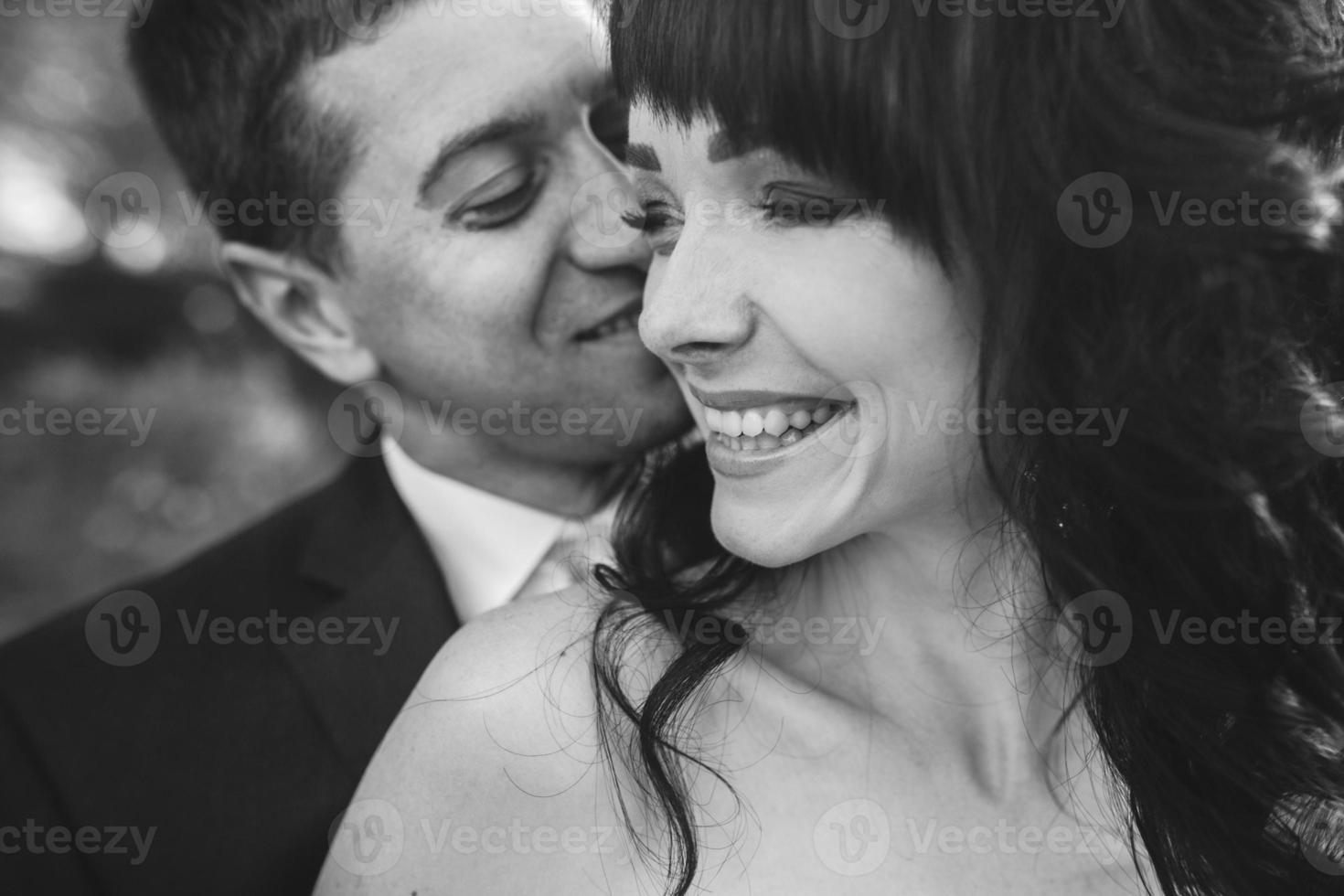 Lovely couple spends time in the field photo