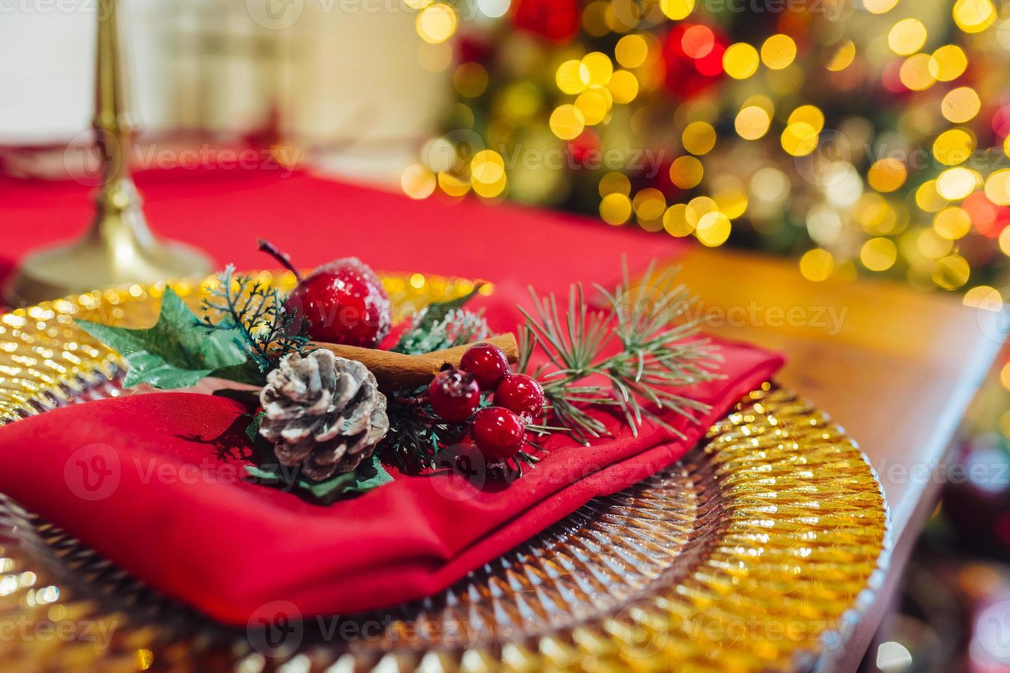 Decorative Christmas table, close-up. photo