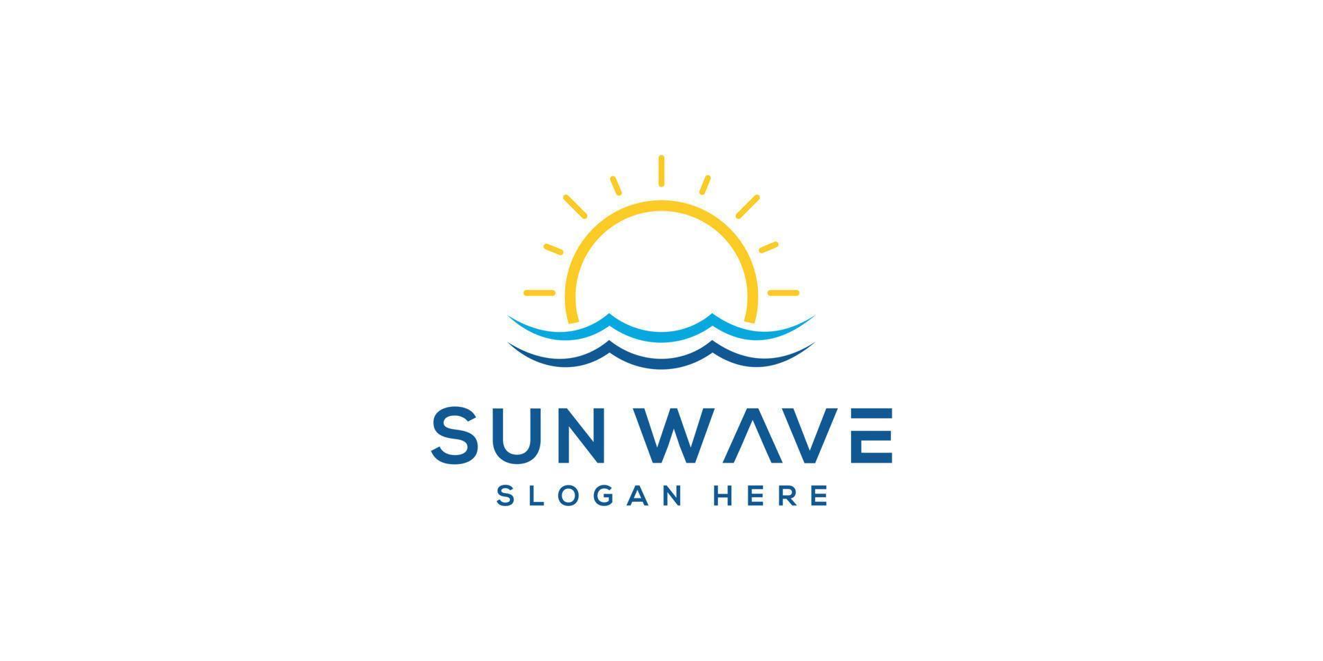 sun beach logo design Premium Vector