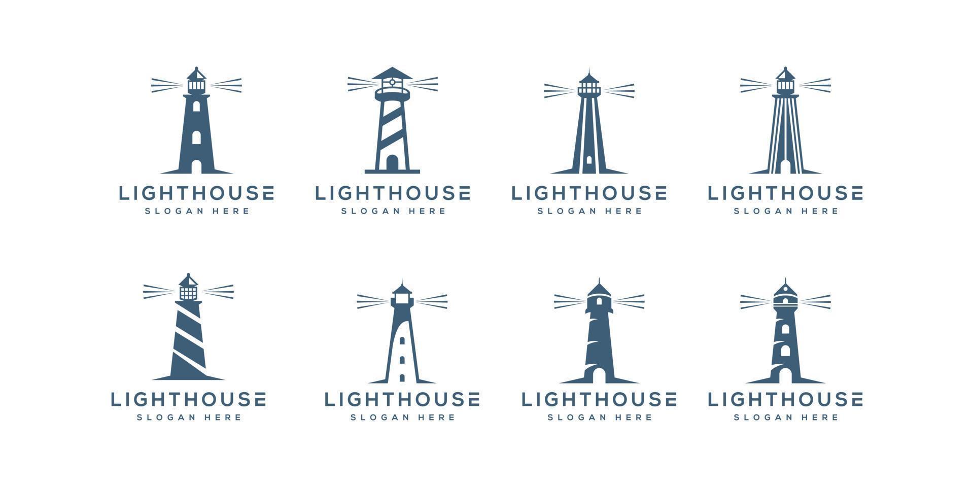 set of Lighthouse logo vector design