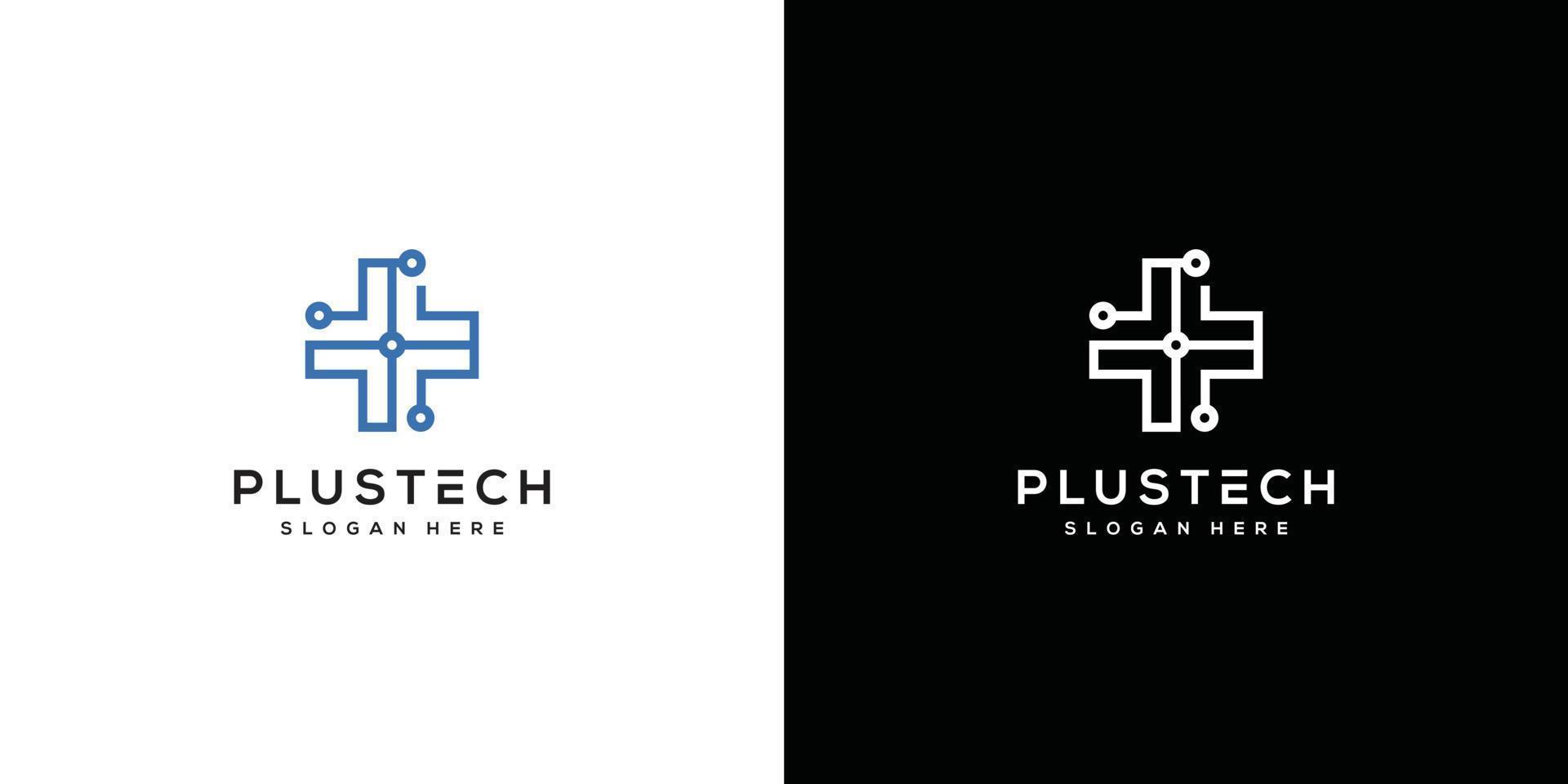 plus icon Medical pharmacy with technology logo vector