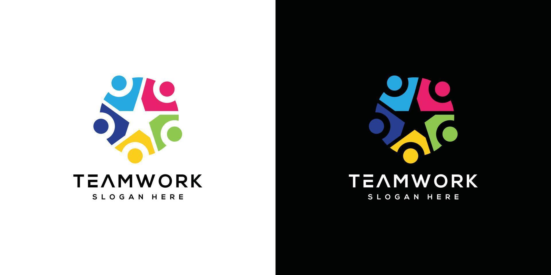teamwork people community logo design vector