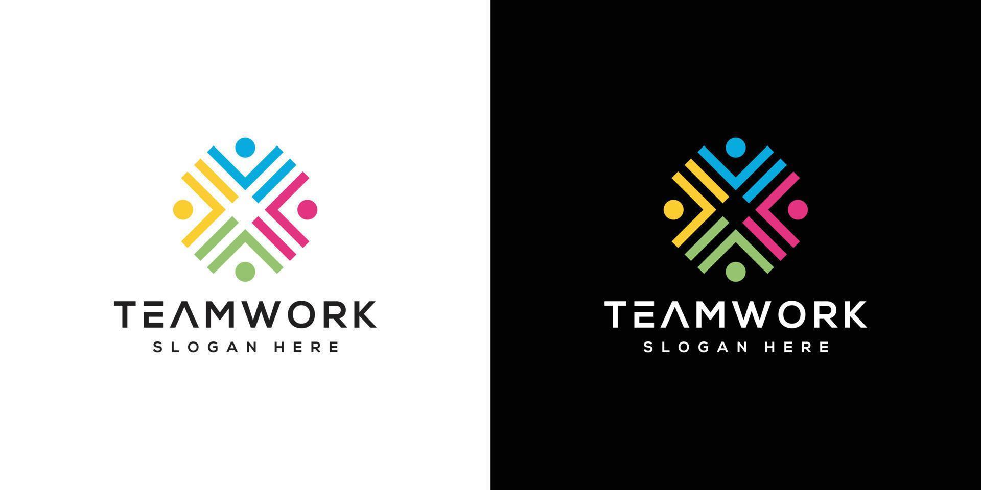 teamwork people community logo design vector