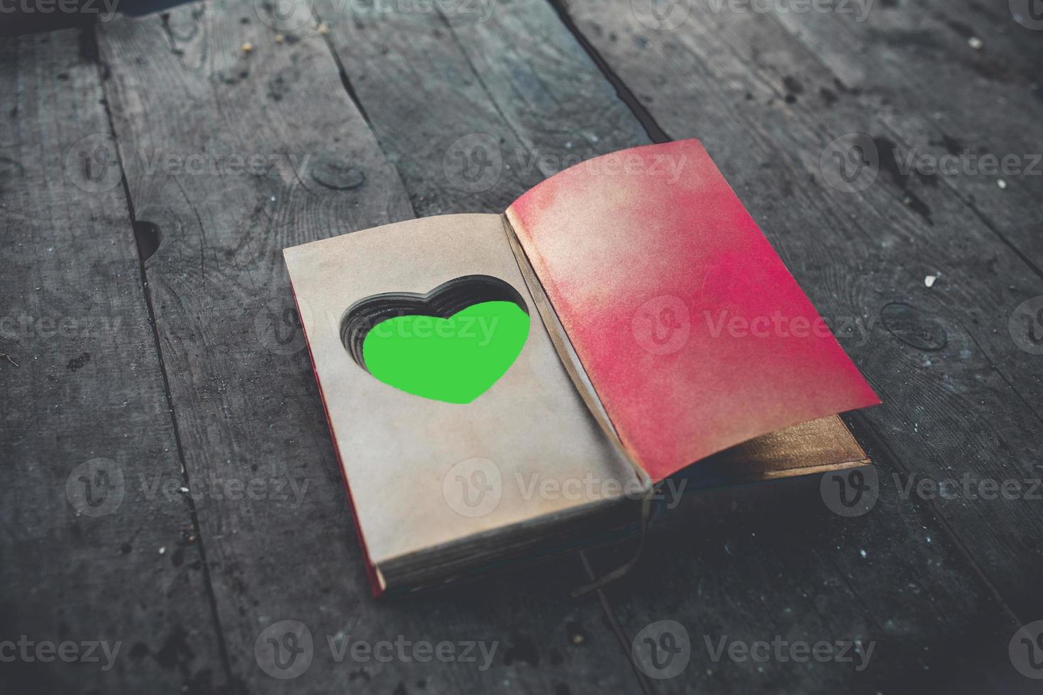 Charming vintage book with handmade heart green place to input you item photo