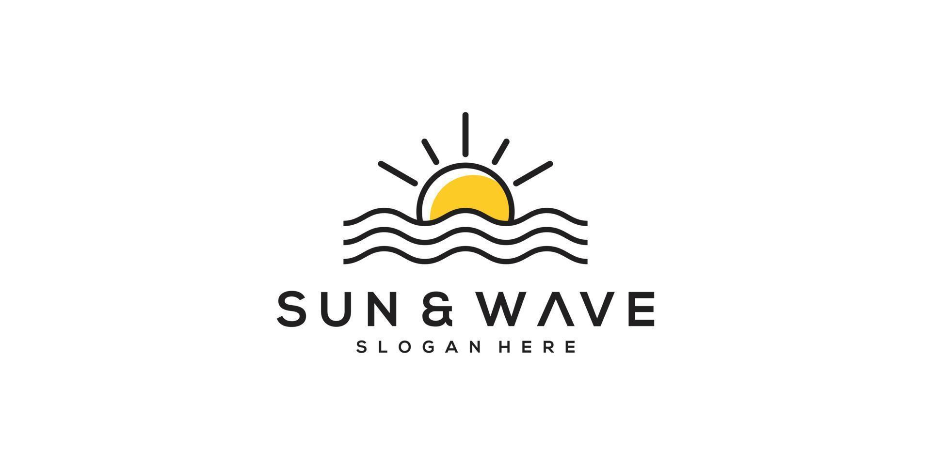 sun beach logo design Premium Vector