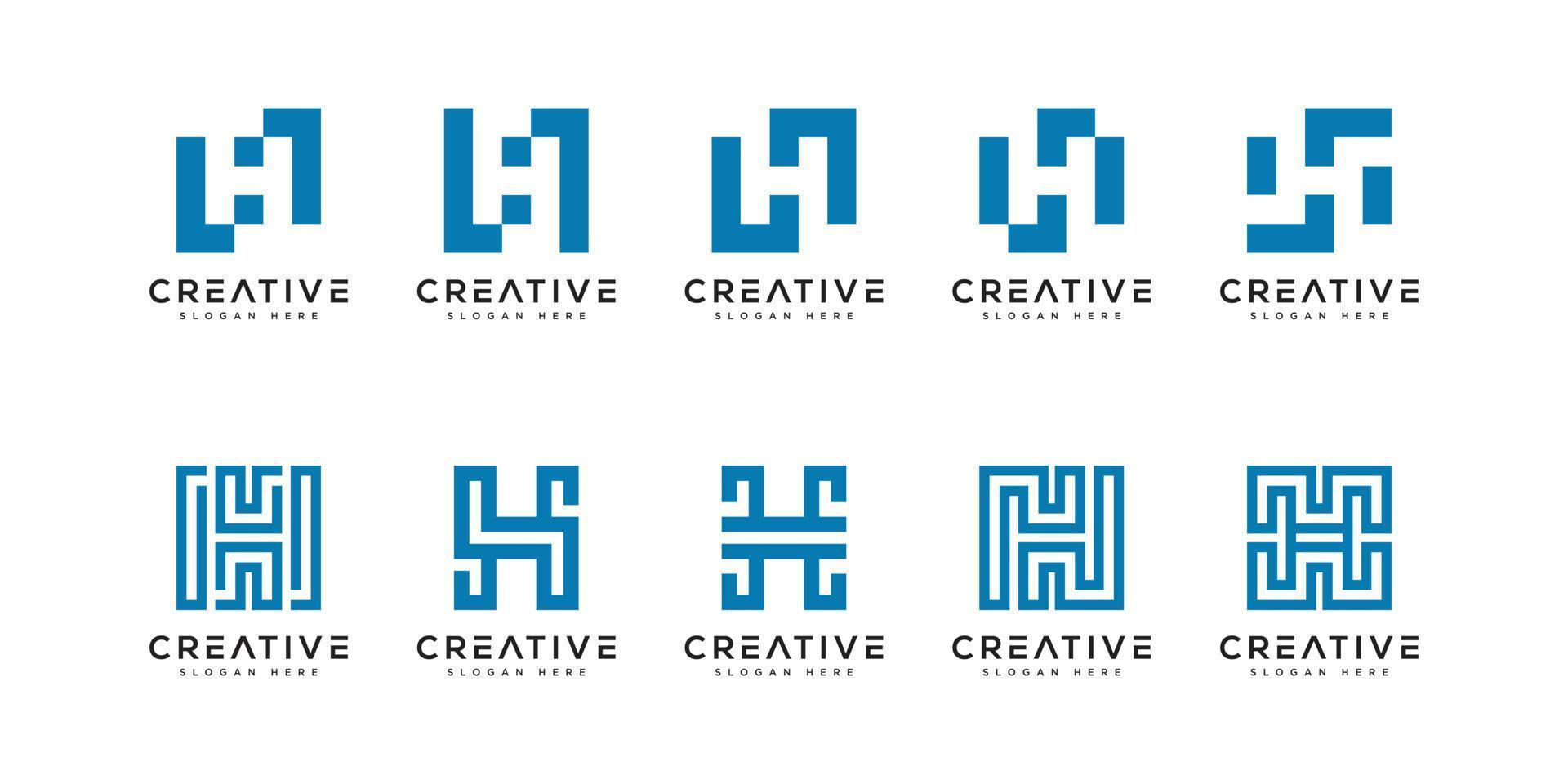 conjunto de plantilla de vector de logotipo abstracto h inicial