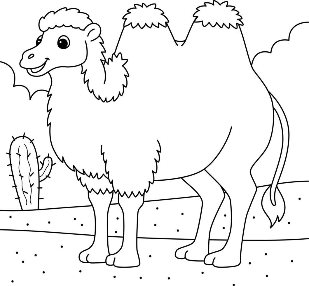 Bactrian Camel Animal Coloring Page for Kids vector