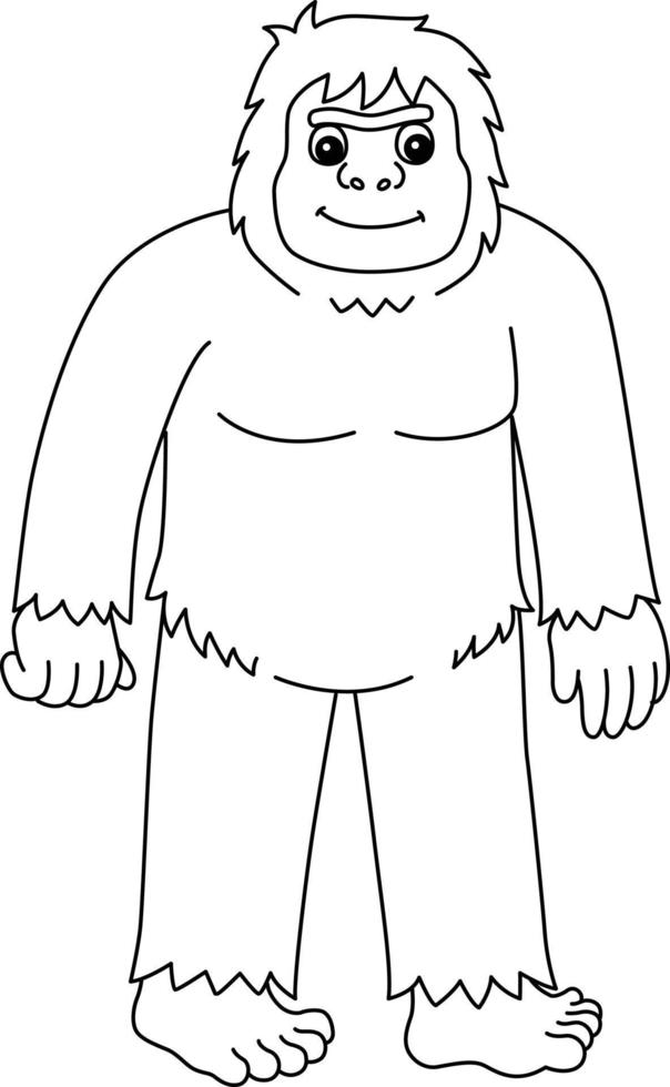 Bigfoot Animal Isolated Coloring Page for Kids vector