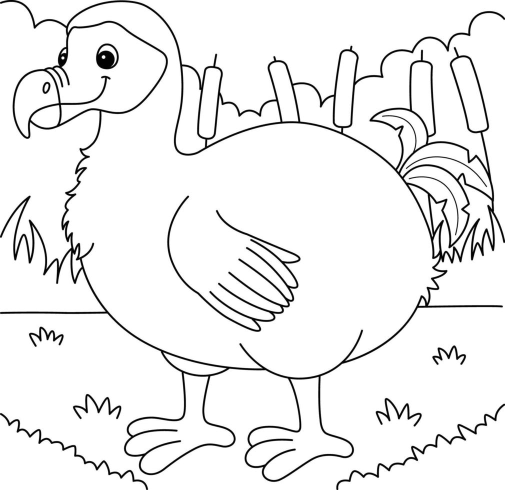 Dodo Animal Coloring Page for Kids vector