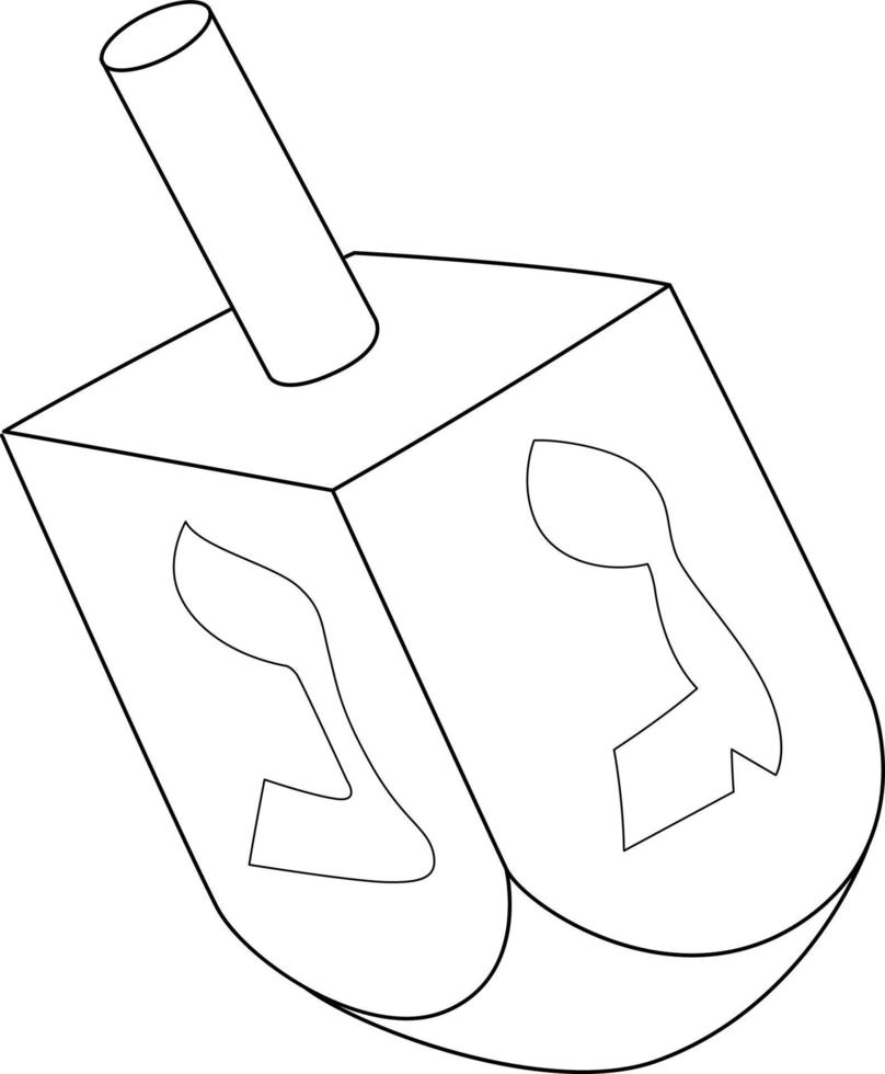 Hanukkah Dreidel Isolated Coloring Page for Kids vector