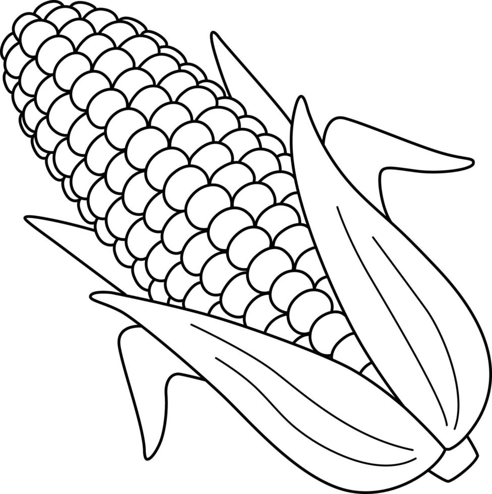 página para colorear aislada de fruta de maíz para niños vector