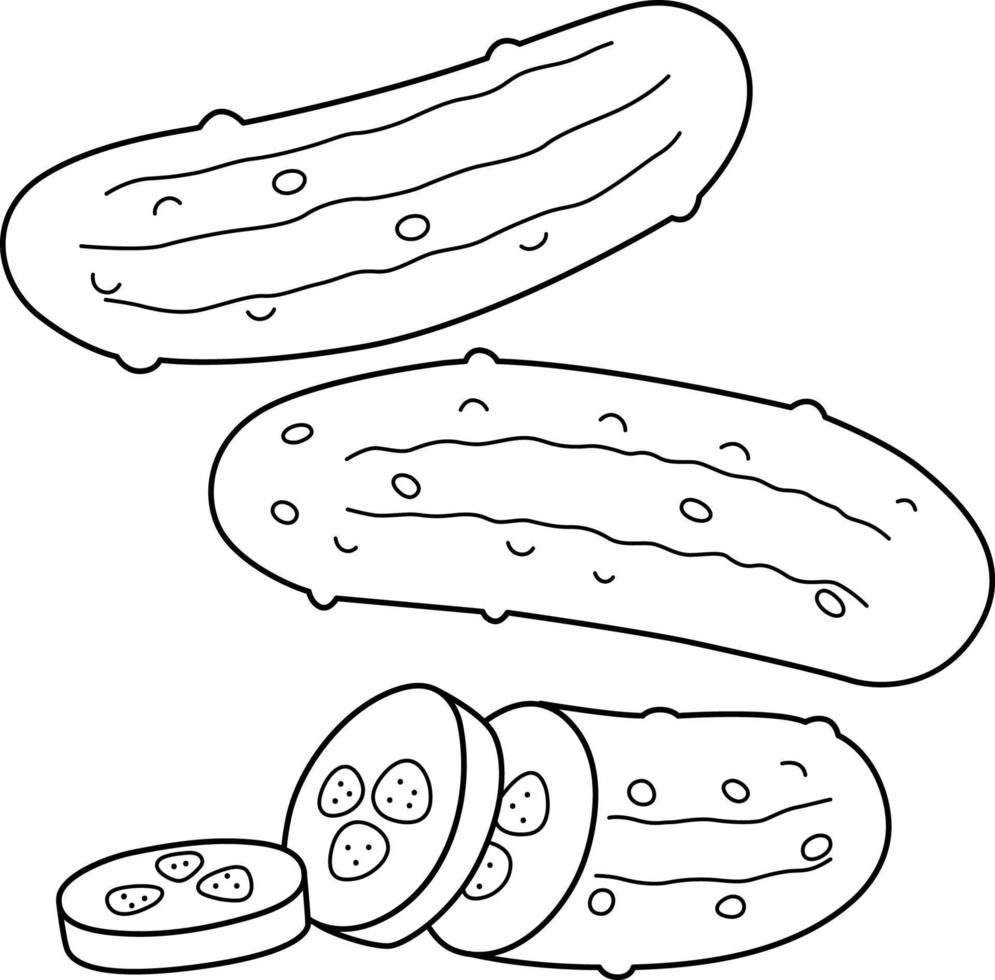 Pickle Vegetable Isolated Coloring Page for Kids vector