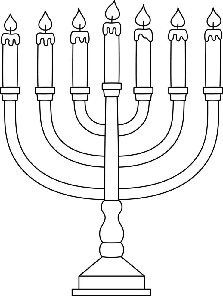 Hanukkah Menorah Isolated Coloring Page for Kids vector