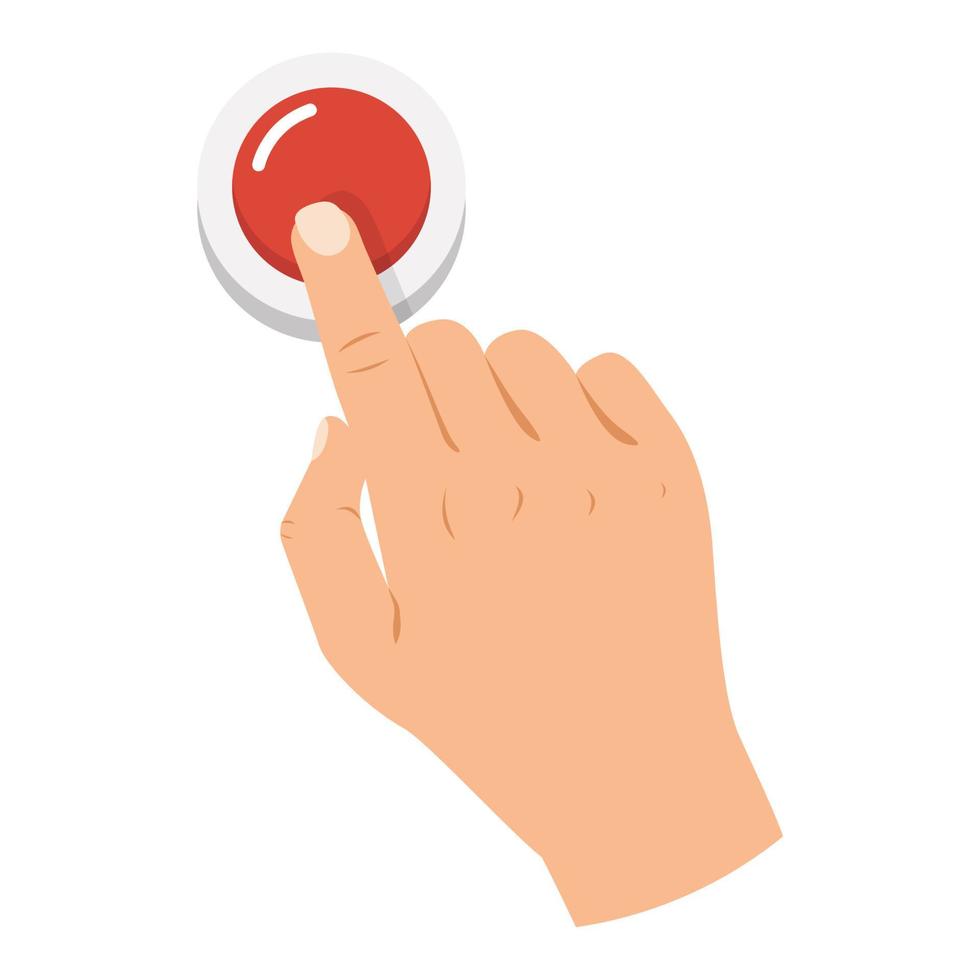 la mano presiona el vector del botón rojo
