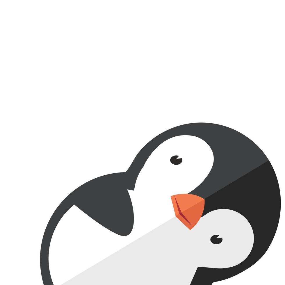 lindo, cabeza, pingüino, caricatura, icono vector