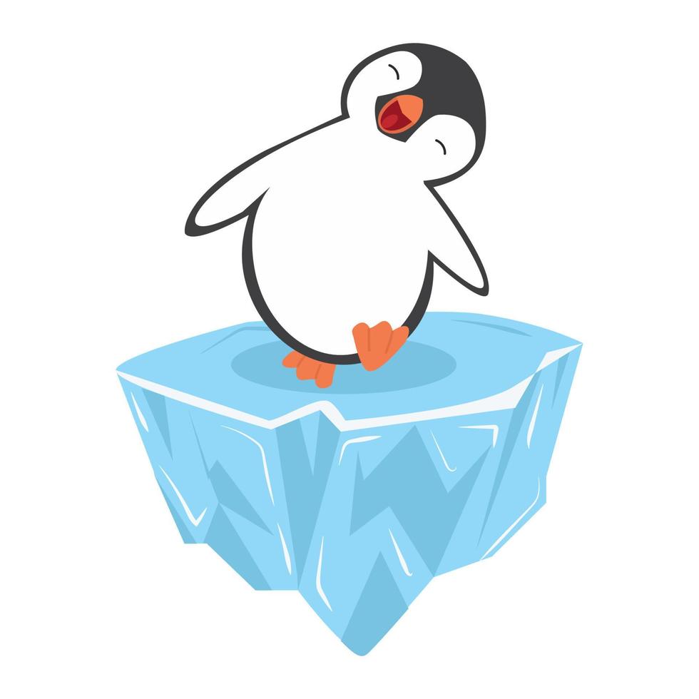 penguin happy on ice floe cartoon vector