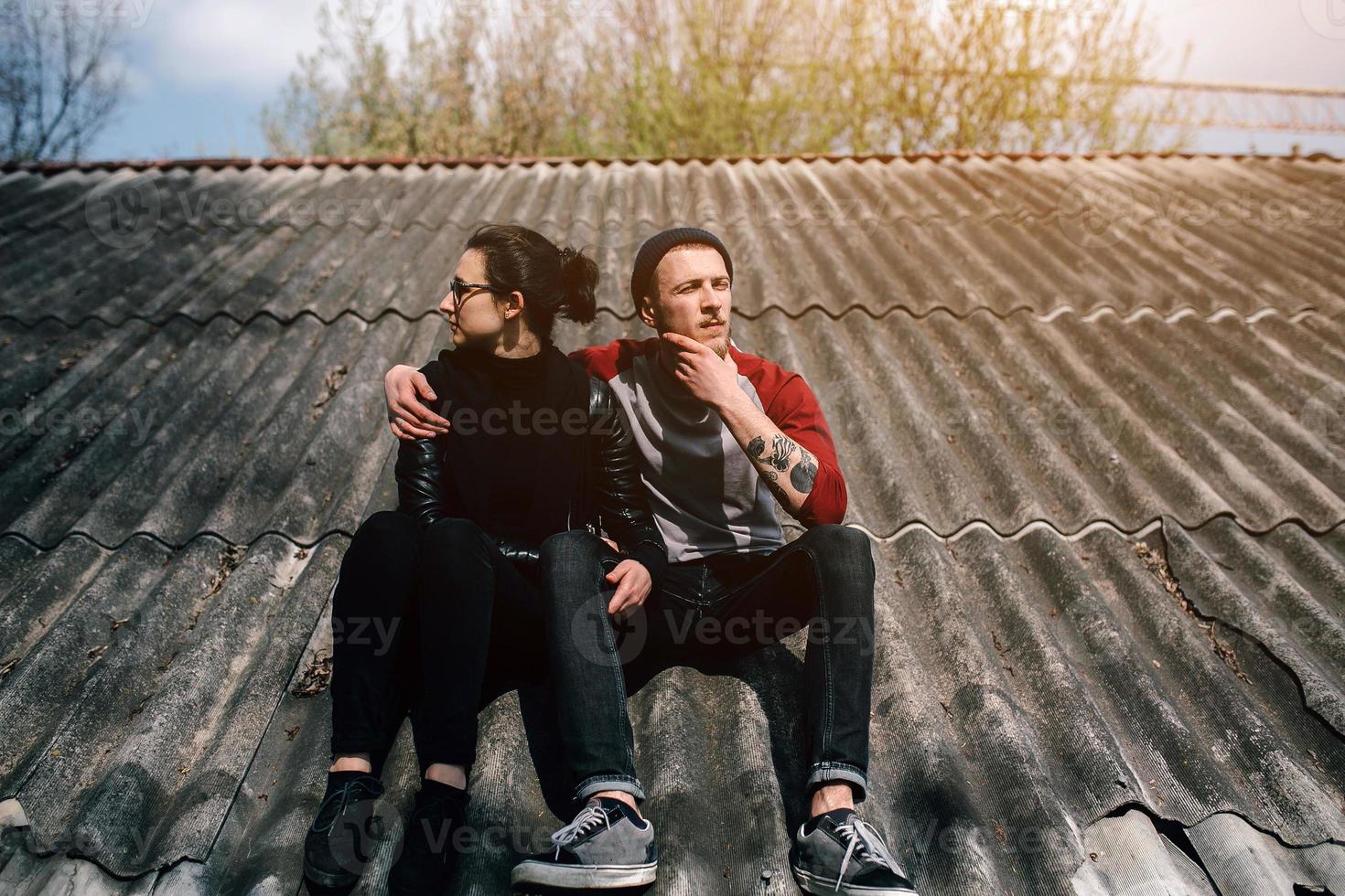 couple on the roof photo