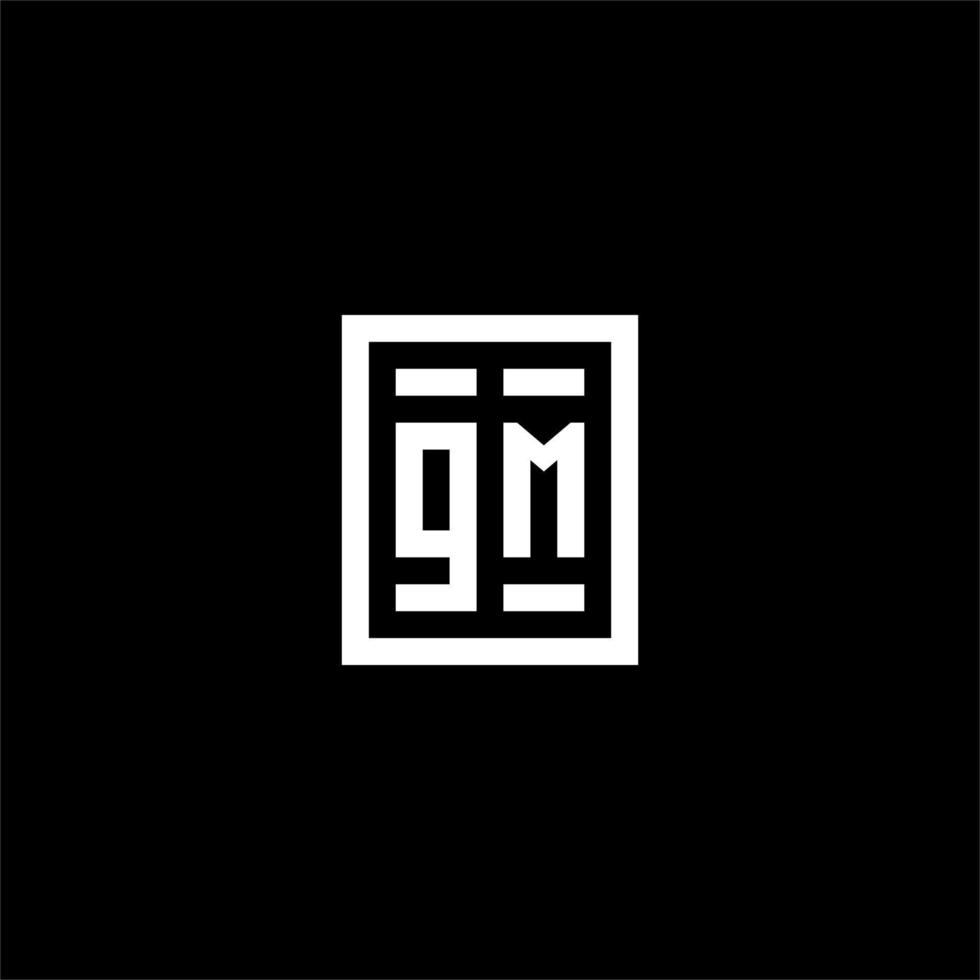 GM initial logo with square rectangular shape style vector