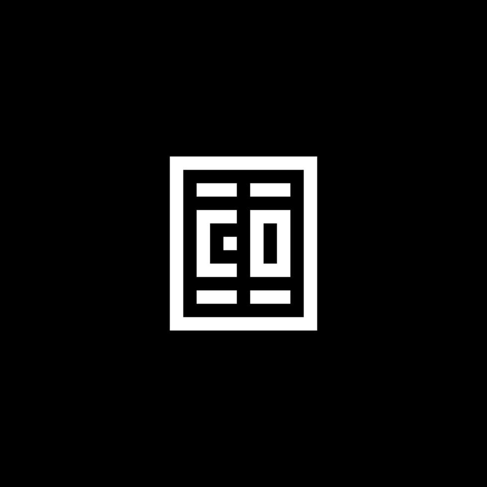 CO initial logo with square rectangular shape style vector