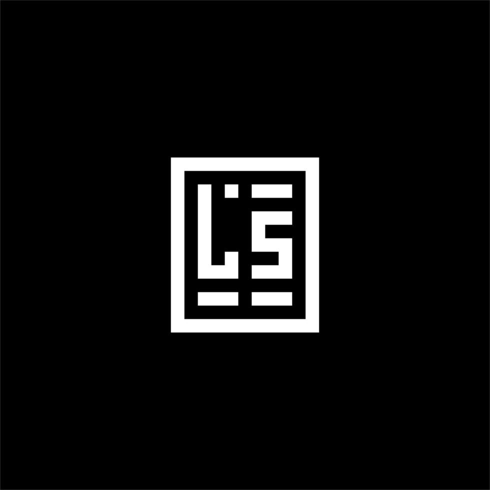 LS initial logo with square rectangular shape style vector