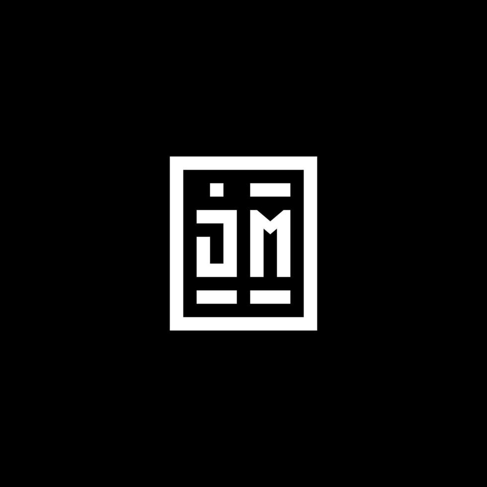 JM initial logo with square rectangular shape style vector