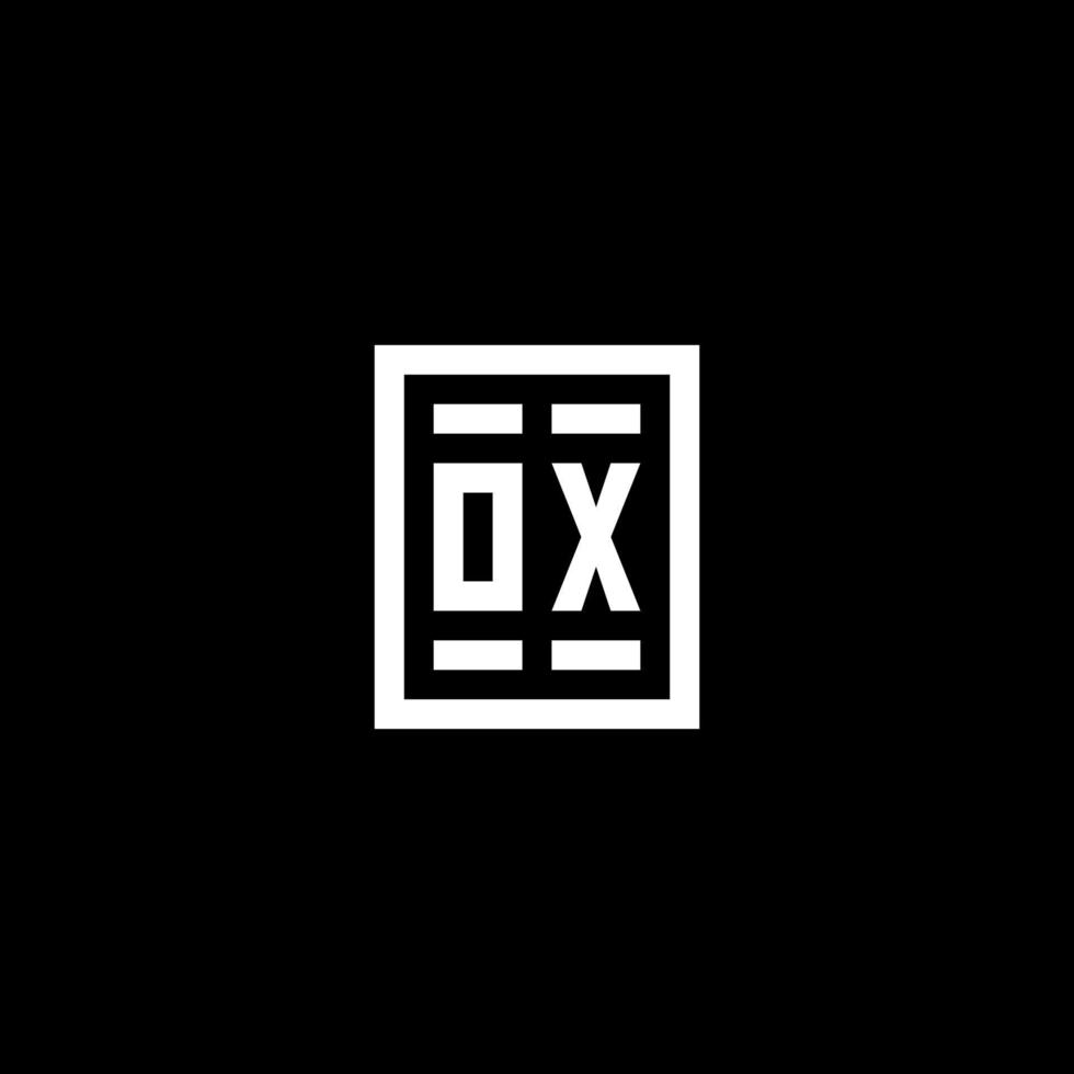 OX initial logo with square rectangular shape style vector