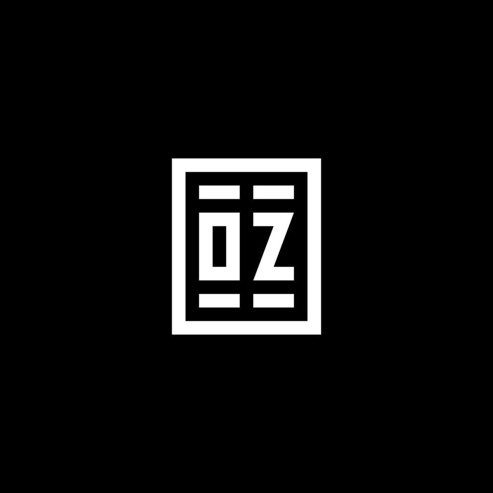 OZ initial logo with square rectangular shape style vector