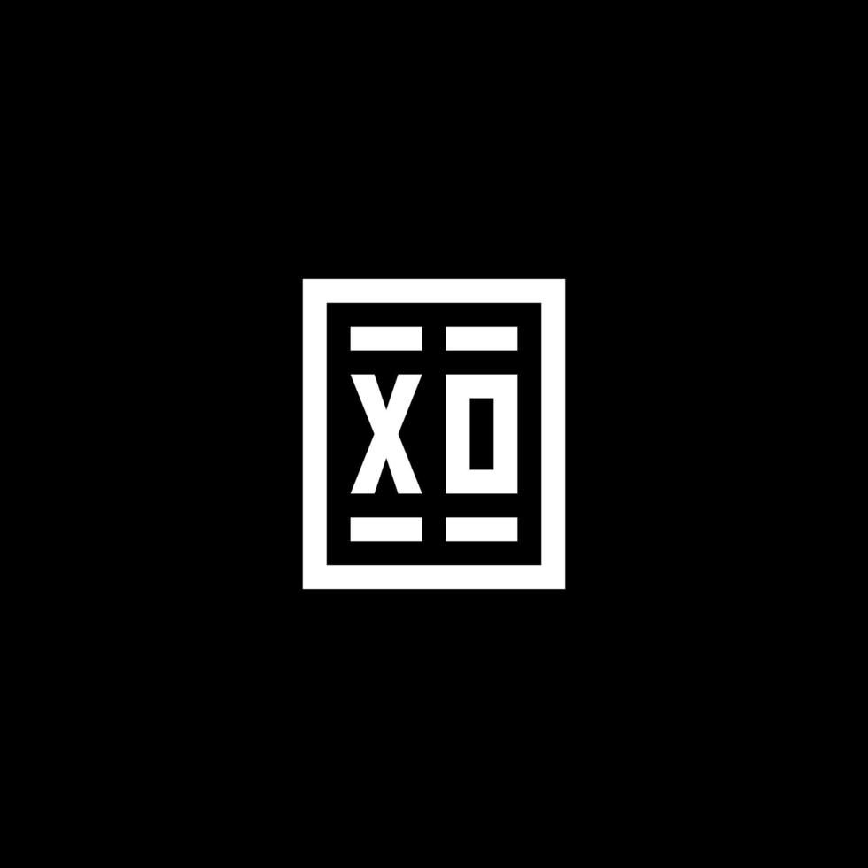 XO initial logo with square rectangular shape style vector