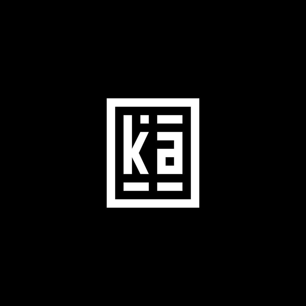 KA initial logo with square rectangular shape style vector