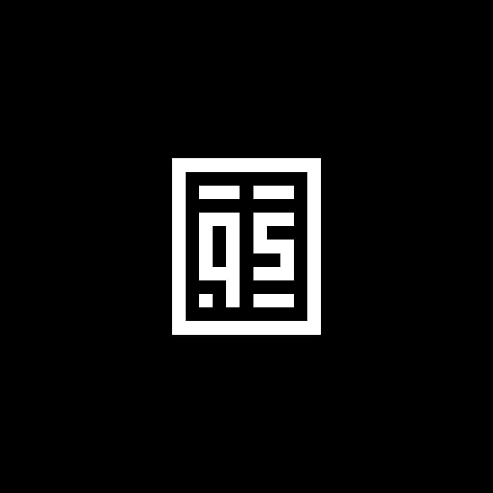 QS initial logo with square rectangular shape style vector
