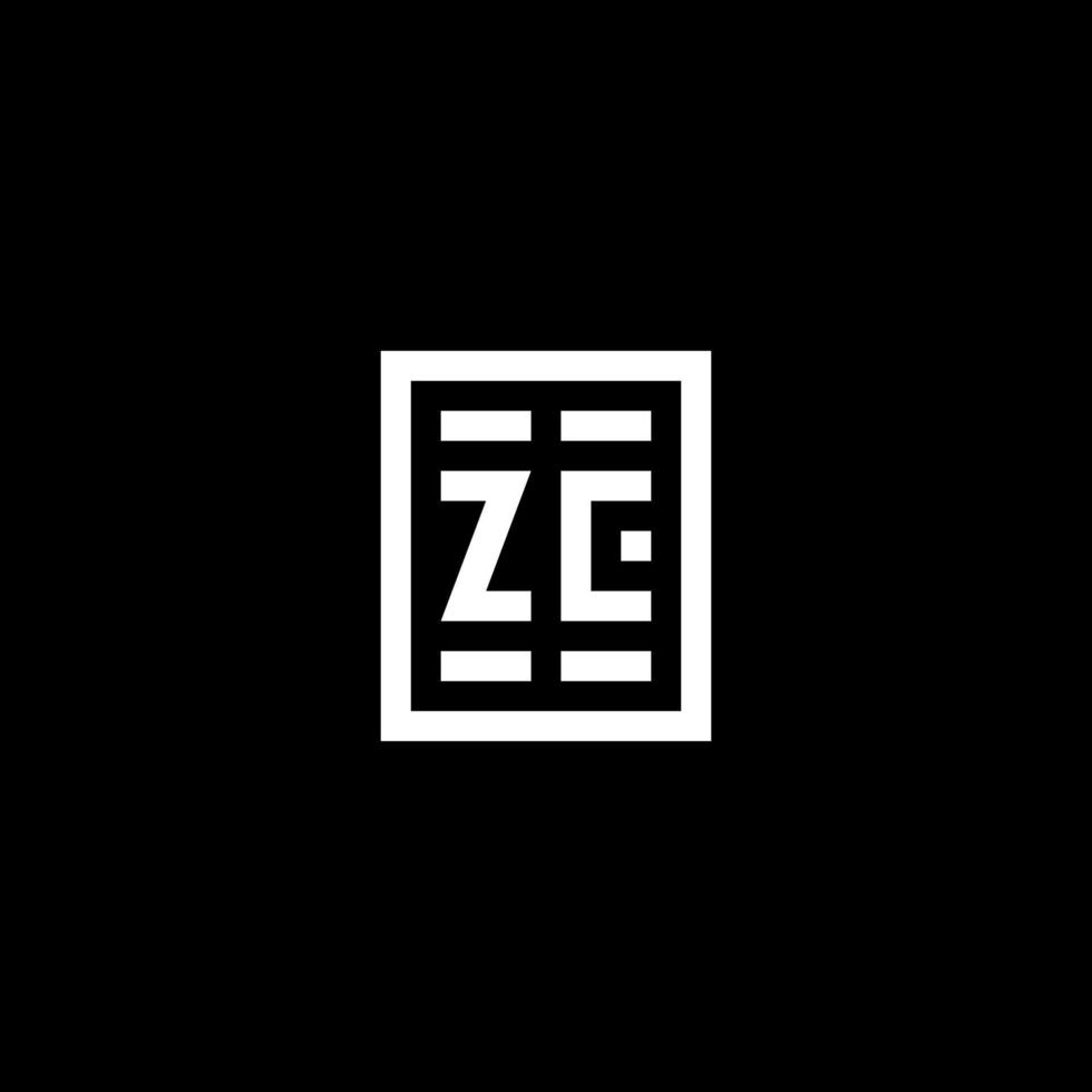 ZC initial logo with square rectangular shape style vector